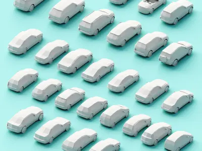 Paper Cars Low-poly 3D model
