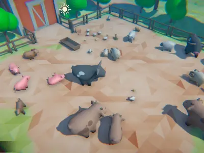 Cartoon Farm Animals Low-poly 3D model