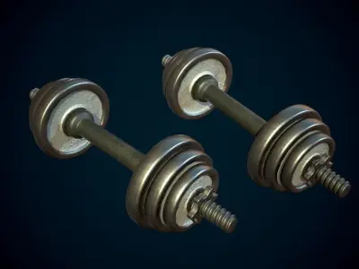 Game Ready Dumbbells two Low-poly 3D model