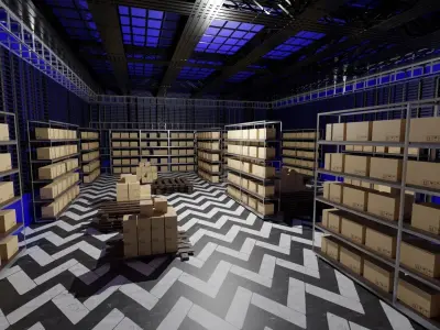 Warehouse Interior Low-poly 3D model