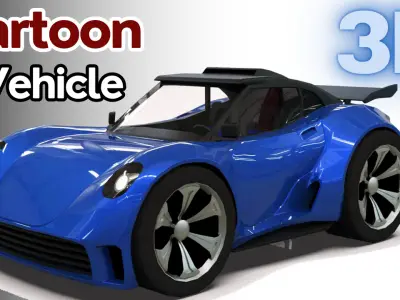 Cartoon Vehicle - Youtube timelapse modeling   Low-poly 3D model