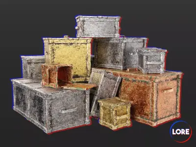 Medieval Containers Metal Crates Low-poly 3D model