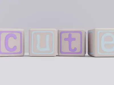 Cute Alphabet Cubes Low-poly 3D model