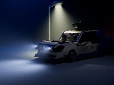 3d model of a futuristic weapon car Low-poly 3D model