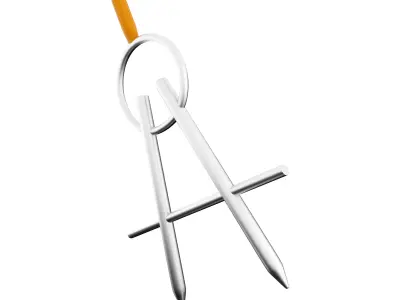 3d drawing compass cartoon icon 3D model