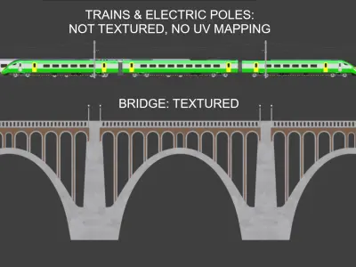 Viaduct with UK trains 3D model