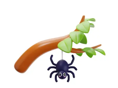 Spider on tree 3D model