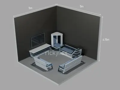 living room furniture packs - sci-fi 1 Free 3D model
