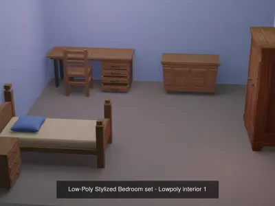 Interiors - Lowpoly Cartoon rooms pack 3D Model Collection