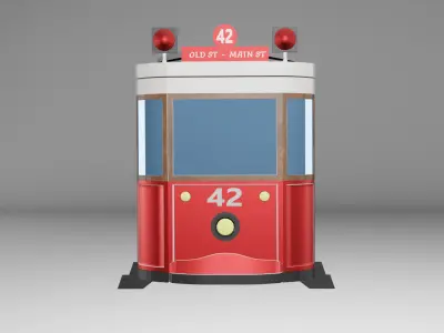 old tram Low-poly 3D model