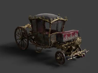 Chinese ancient wooden  carriage   3D model