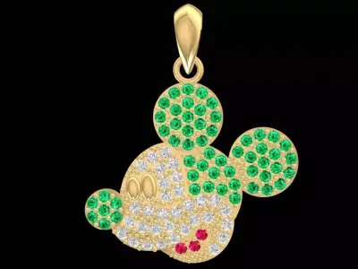 Luxury Cartoon Mouse Diamond Pendant 3D Jewelry Model 3141 3D print model