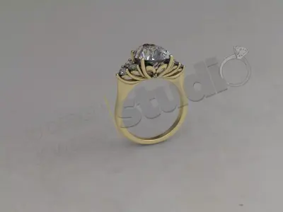 Brilliant diamond detailed ring  3D print model