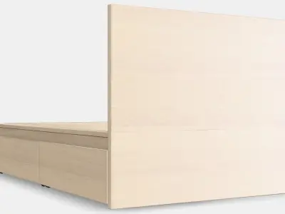 MALM Bed frame high w 2 storage boxes 1 Low-poly 3D model