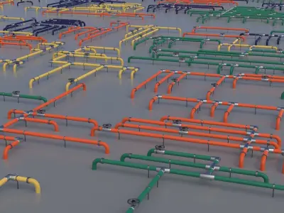 Wall Ground Pipes Asset Pack 3D model