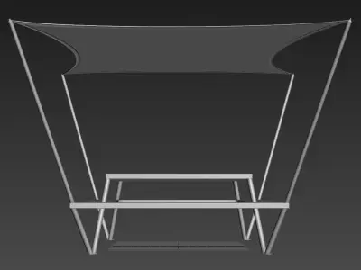 Picnic Bench with Shed Low-poly 3D model