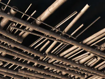 Bamboo ceiling decor tiki bar 3D model