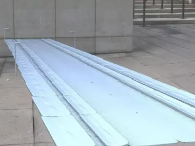 Road model long piece of metal on sidewalk 3D model
