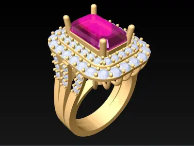 Rectangular Stone Rings - Womens Rings - N3947 3D print model