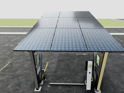 Solar Carport-1 Car Carport-3x3 Panels-Type-1 3D model