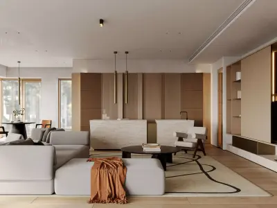 Modern living room dining room interior scenes 193 3D model