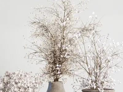 Bouquet set concrete vase 19 3D model