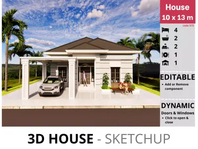 House 10x13m code 573 - Sketchup 3D model 3D model 3D model