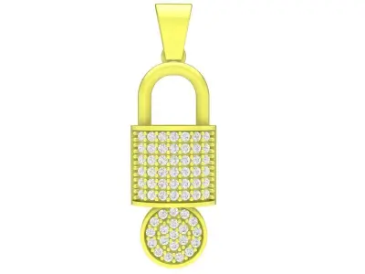 Luxury Pave Lock Pendant with Square and Round Stones  3947 3D print model