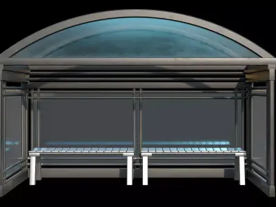 Game Ready Bus Stop 16 Low-poly 3D model