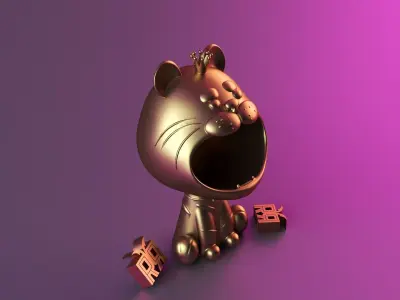 Tiger Sculpture Desk Organizer Entryway Key Holder 3D print model