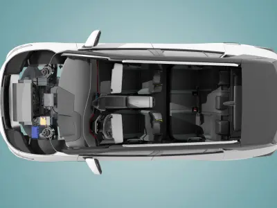 Volkswagen ID4D with interior trim and interior structure Low-poly 3D model