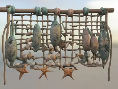 Seashell Wall Hanging  Nautical Low-poly 3D model