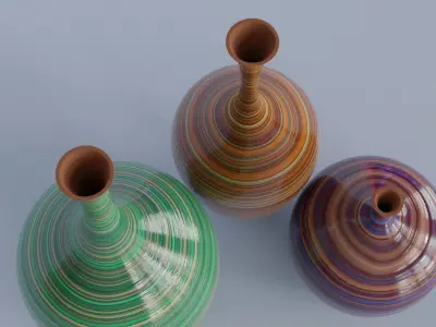 Interior decorative ceramic ethno vases 3D model