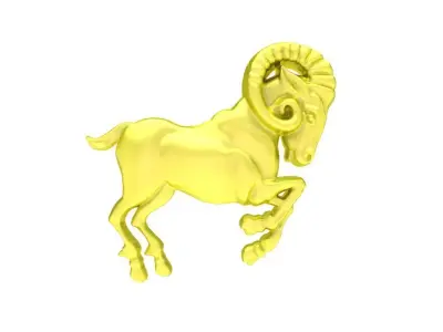 Ram Zodiac Animal Jewelry Motif Pendant 95a 3D print model