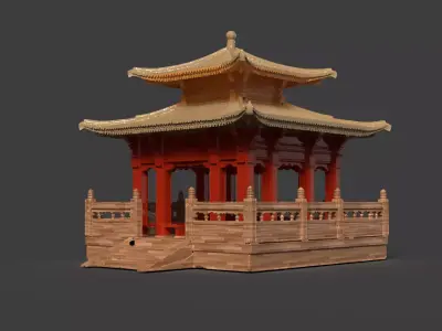 Chinese ancient pavilion figure  3D model