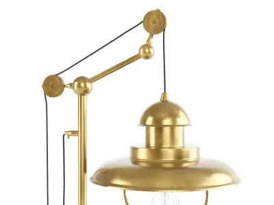 Industrial Table Lamp with Pulley System 3D Model 3D model