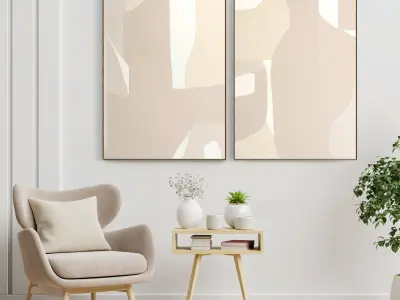 Plaster Two Photo Frame E-41 Low-poly 3D model