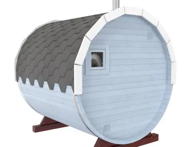 bathhouse wooden sauna with tiled roof 3D model