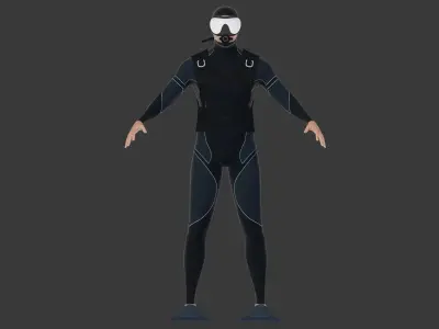 Scuba Diver Low-poly 3D model