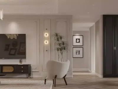 Luxury living room dining room interior scenes 32 3D model