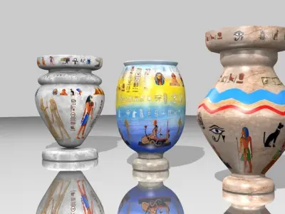 Pharaonic Inscriptions Vase low poly Low-poly 3D model