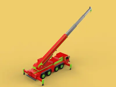 FIRE TRUCK FIREFIGHTER FIREFIGHTING FIREMAN ENGINE MOBILE CRANE 3D model