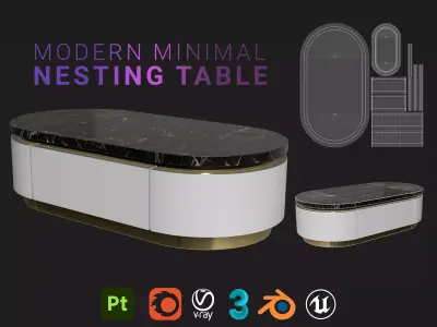 Modern Nesting Table Low-poly 3D model