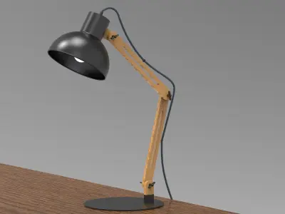 Adjustable wooden desk lamp 3D model