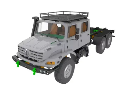 Mercedes Benz Zetros truck crew cab and chassis STL 3D print model