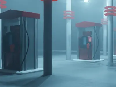 Gas station Low-poly 3D model