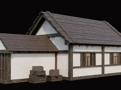 Medieval Village Pack 4 - 4 Assets - 4K Textures Game Ready Low-poly 3D model