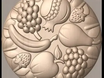 Fruit-Themed 3D Bas Relief Model for CNC and Engraving 3D print model