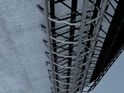 Damaged Silo with access to topside Low-poly 3D model