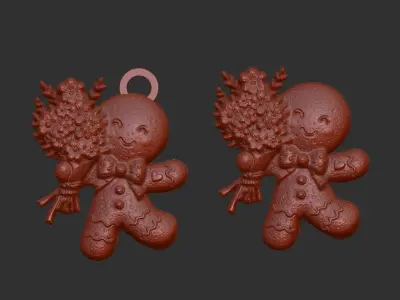 ginger cookie with flowers 2  3D print model